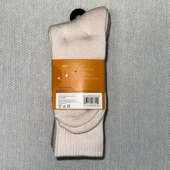 Timberland Beige HeatherโBurgundy Tan W6.5-9.5 Knit Cushioned Boot Socks 3 Pack - Picture 2 of 10